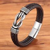 Christmas Gift Fashion Deluxe Irregular Graphic Accessories Men's Leather Bracelet Stainless Steel Combination for Birthday Commemorative Gifts