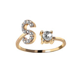 Christmas Gift A-Z Letter Gold Color Metal Adjustable Opening Rings For Women Initials Name Alphabet Creative Finger Ring Trendy Party Jewelry