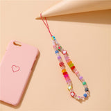 Cifeeo Ins Trendy Colorful Smiling Beads Chain Mobile Phone Chain Anti-lost Handmade Acrylic Cord Lanyard for Women Gifts