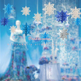 Christmas Gift 6pcs/lot Ice Queen Princess Party Decorations White Blue 3D Snowflake Paper Garland Baby Shower Girl Birthday Party Supplies