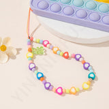 Mobile Phone Strap Silicone Bead Chain Flower Pendant Soft Pottery Bead Chain for Cell Phone Case Hanging Cord Necklace Lanyard