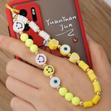 2021 New Colorful Acrylic Pearl Soft Pottery Cartoon Face Fruits Anti-lost Mobile Phone Strap Cord for Women Accessories