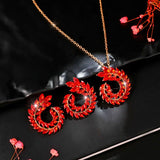 High Quality Black CZ Crystal Wedding Necklace &Earring &Ring 3 Set Gold Color Pendant Jewlery Set Gift Wholesale Jewelry Sets