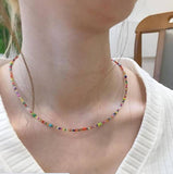 Cifeeo New Lovely Daisy Flower Colorful Beads Pearl Clavicle Choker Necklace for Women Girls Spring Summer Jewelry Wholesale