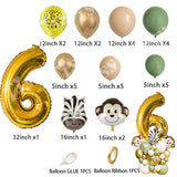 33pcs Avocado Green Metal Gold Balloon Kit With Figure Balloons For Kids Birthday Jungle Safari Party Decor DIY Home Supplies