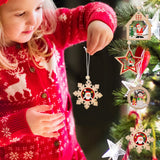 Christmas Gift 12Pcs/Iot Christmas Snowflakes Wooden Pendants Xmas Tree Ornaments Home Hanging Decor DIY Christmas Decorations for Home 2022