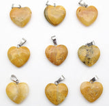 Cifeeo  Wholesa Natural Stone Aventurine Agates Crystal Tiger Eye Heart Pendant For DIY Jewelry Making Necklace Accessories 30Pcs 16Mm