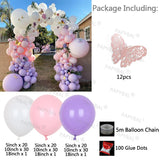 Cifeeo 1Set Pink Purple Balloons Garland Arched Kit Butterfly Birthday Chrome Gold Air Globos Wedding Baby Shower Party Decors Supplies