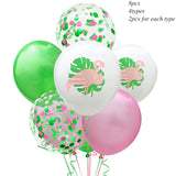 Christmas Gift Flamingo Hawaiian Tableware Artificial Tropical Palm Leaf Banner Green Latex Confetti Balloons Birthday Summer Party Supplies