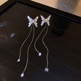 Back to school New Arrival Fashion Drop Earrings  Trendy Bowknot Women Dangle Earrings Korean New Tassel Butterfly  Long Earrings Jewelry