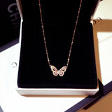 Ins Hot Sale New Arrive Zirconia Butterfly Necklace Charm Bling CZ Rose Gold Butterfly Jewelry Pendant Bijoux for Women Girl