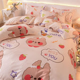 Cifeeo Colorful Rainbow Bedding Set with Duvet Cover  Bedsheet Pillowcase Fashion AB Version Pattern Quilt Cover Bed Linen All Season