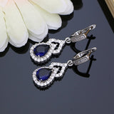 Back to school Cifeeo  Blue Stone White Earrings Jewelry For Bridal Charm Earrings Fashion Korea Jewelry