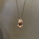 2021 Trendy Flocking Bear Pendant Necklaces For Women Men Couple Lovers Popular Animal Pendant Necklace Fashion Jewelry Gifts