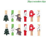 6pcs/lot Christmas Wood Clips santa snowman deer shape Christmas Party Photo Clips Clothespins New Year Decoration Photo Pegs