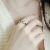 Cifeeo Luxury Green Crystal Irregular Gold Rings For Woman 2022 Neo Gothic Jewelry High Level Set Accessories For Korean Fashion Girls