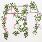 Christmas Gift Wisteria Artificial Flower Vine Ivy Leaf Garland Silk Rose Flowers Rattan String Vine Wedding Arch Flower Home Garden Decoration