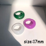 HUANZHI 2021 New Colorful Transparent Resin Minimalist Acrylic Blooming Geometry Rings Set for Women Girls Jewelry Party Gifts