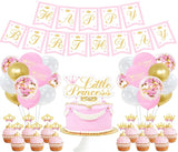 Christmas Gift Princess Birthday Decoration Theme Girl Birthday Party Decor  Banner With Pink Balloons Suit  Queen Crown Cake Topper