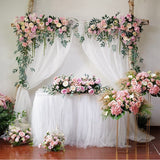 10m X 48cm Wedding Decoration Organza Crystal Sheer DIY Wedding Flowers Arch Tulle Roll Backdrop Hanging Decor Party Supplies