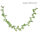 155cm Artificial Plants Eucalyptus Garland Rose Rattan Leaves string Fake Plants Home Decor Vines wreath Vertical Garden decor