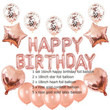 Rose Gold 21st Birthday Party Decoration Happy Birthday Balloons Banner Popcorn Garland for 21 Years Old Party Supplies