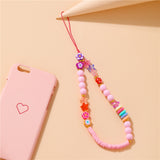 Cifeeo Ins Trendy Colorful Smiling Beads Chain Mobile Phone Chain Anti-lost Handmade Acrylic Cord Lanyard for Women Gifts