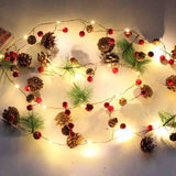 2M 20 LED Pinecones Christmas String Light Wedding Garland Lights Red Berry Bell Fairy Light for Xmas Holiday Tree Decor