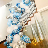 141pcs Metallic Balloons Garland Arch Silver Blue Foil Balloons Snowflake Globos Ice Snow Theme Party Winter Decors Birthday Wed