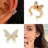 Back  To School Cifeeo New Fashion Butterfly Clip Earrings Ear Hook Copper Ear Clips Earring No Piercing Crystal Ear Cuff For Women Girls Jewelry Gifts