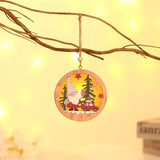 Christmas Gift Christmas Tree Pendant Decorations Santa Claus Wooden Glow Pendant Round Shape Five-pointed Star Small Pendant Holiday Home