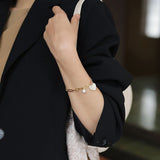 Cifeeo Trendy Design 14K Real Gold Love Heart Shaped Pearl Pendant Bracelet for Women Girl Accessories Temperament Jewelry AAA Zircon