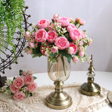 1 Bouquet 9 Heads Artificial Peony Tea Rose Flowers Camellia Silk Fake Flower Flores for DIY Home Garden Wedding Decoration