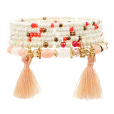 Vintage Ethnic Multilayer Big beads Bracelets Boho Statement Flower Bracelet Bangles For Women Summer Jewelry