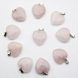 Cifeeo  24Pcs Natural Stone Pink Crystal Crazy Onyx Agates Opal 16Mm Heart Pendant For DIY Jewellery Earring Charms Crafts Wholesale