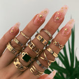 Back To School  punk jewelry women rings rose gold ring set vintage sale undefined wholesale bague femme for girls bts accesorios Christmas