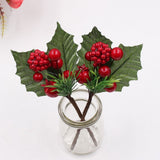 1Pcs Christmas Decor Artificial Flower Stamens Pearl Branches Mixed Berry For Wedding Decoration DIY Gift Box Craft Fake Flowers