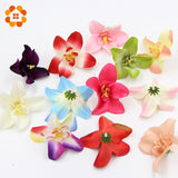 Christmas Gift 20pcs/lot Artificial Silk Orchid Flower Heads For Wedding Decoration DIY Wreath Gift Scrapbooking Craft Supplies Fake Flower