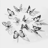 Cifeeo  18Pcs Black And White 3D Effect Crystal Butterflies Wall Sticker Beautiful Butterfly For Kids Room Wall Decals Home Decoration