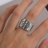 Cifeeo NEW Daisy Flower Rings for Women Punk Vintage INS Simple Smooth Plum Blossom Ring Small Flower Opening Rings Party Jewelry