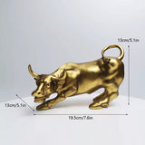 NORTHEUINS Resin Golden Deer Bull Figurines for Interior Nordic Animal OX Statue Official Sculptures Home Decoration Accessories