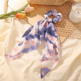 Cifeeo Fashion Colorful Bow Satin Long Ribbon Women Hair Scrunchies Scarf Ponytail Holder Elastic Hair Bands Hair Accessories