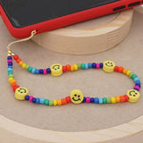 2021 New Colorful Acrylic Pearl Soft Pottery Cartoon Face Fruits Anti-lost Mobile Phone Strap Cord for Women Accessories