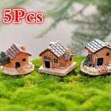 Christmas Gift 5Pcs Mini Doll House Stone House Resin Decorations for Home and Garden DIY Home and Garden DIY Decorations(Style Random)