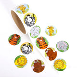 Christmas Gift 1Roll Animal Series Paper Stickers Round Cartoon Sticker Gift Tags Jungle Safari Party Supplies DIY Biscuit Bag Decoration