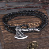 Nordic Viking Valknut Axe Amulet Charm Multilayer Leather Bracelet Bangle for Women & Men Jewelry Gift