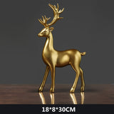 NORTHEUINS Resin Golden Deer Bull Figurines for Interior Nordic Animal OX Statue Official Sculptures Home Decoration Accessories