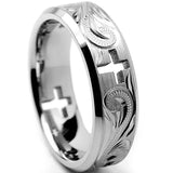 Cifeeo Punk Fashion Rings for Women Men Retro Hip-Hop Personality Ring Engraved Demon Eye Retro Hipster Ring Hollow Cross Rings