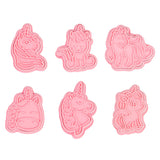 6pcs Unicorn Shape Cookie Cutter Mold Plastic 3D Cartoon Animal Baking Moulds Household Biscuit Cookie Stamp Home Kitchen Tools