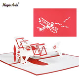 3D Airplane Model Pop-Up Birthday Cards for Kids Business Greeting Card with Envelope Postcard Aircraft Handmade Gift